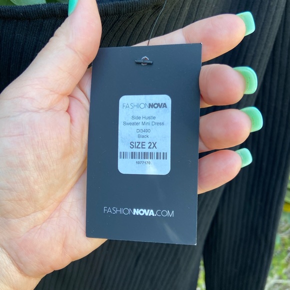 NWT Fashion Nova | Side Hustle Sweater Mini Dress - Black - Picture 11 of 11